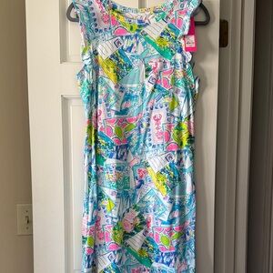 NWT Lilly Pulitzer Multi-Color Pop Print Laina Dress - Blue Pink Yellow